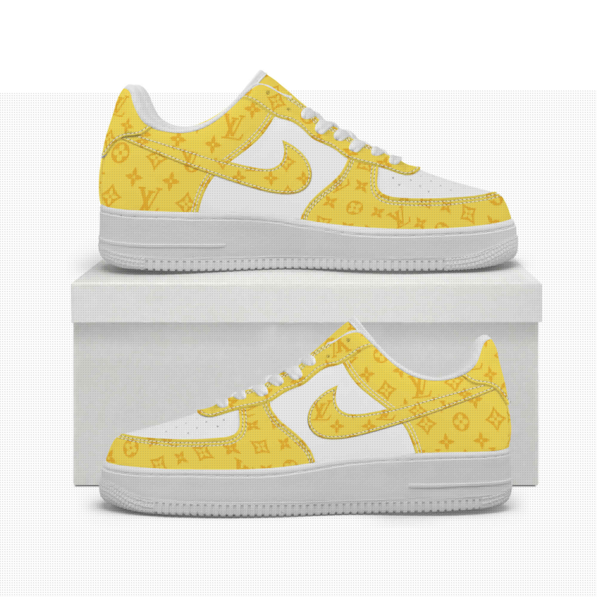 Louis Vuitton LV Nike Logo Yellow Luxury Brand Air Force 1 Sneakers Premium Style Shoes Limited Fashion Collection For Men Women