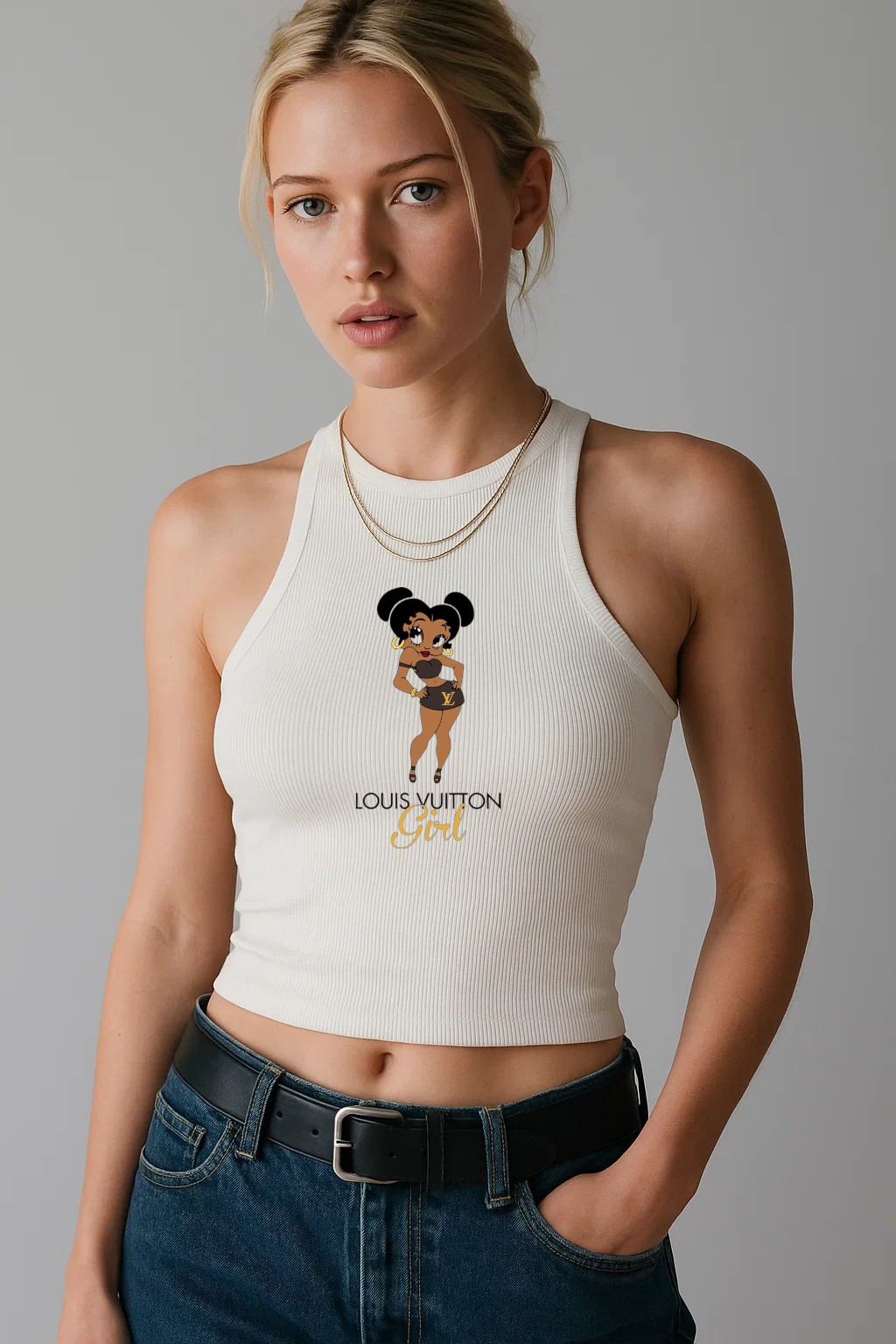 Louis Vuitton LV Girl White Luxury Brand Premium Women's Tank Tops Special Fashion Collection Outfit For Women