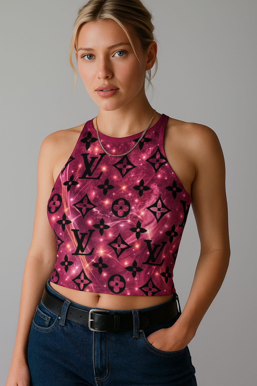Louis Vuitton Pink Luxury Brand Premium Women's Tank Tops Special Fashion Collection Outfit For Women