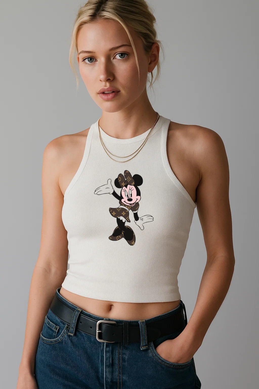 Louis Vuitton Minnie Mouse Luxury Brand Premium Women's Tank Tops Special Fashion Collection Outfit For Women