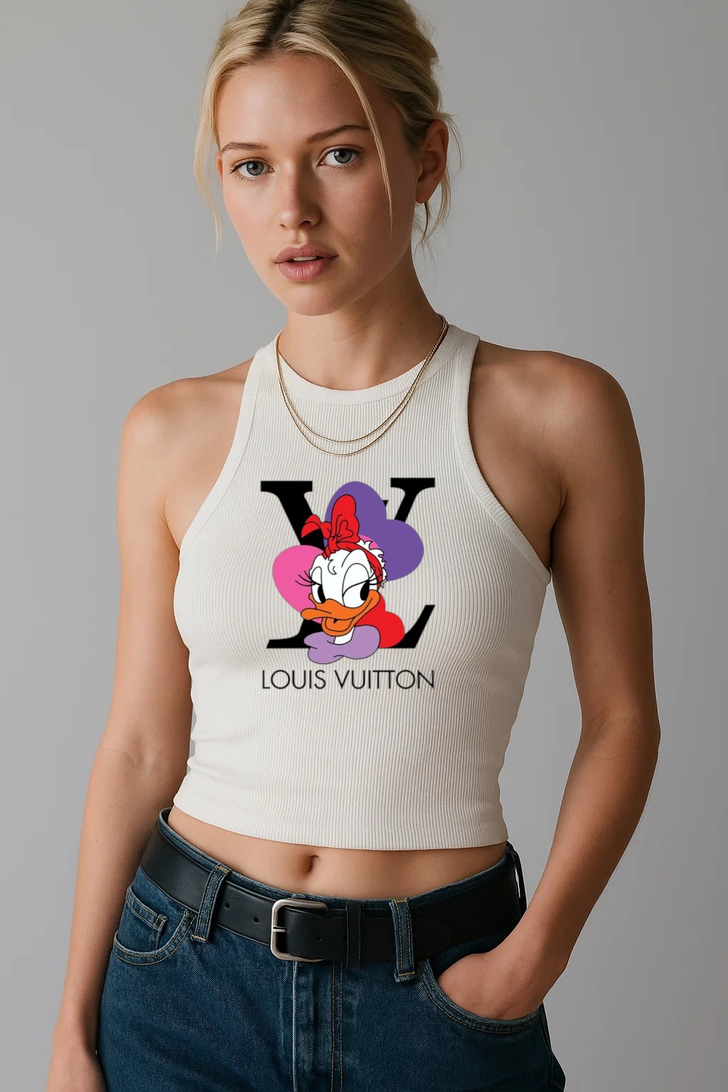 Louis Vuitton Daisy Duck Luxury Brand Premium Women's Tank Tops Special Fashion Collection Outfit For Women