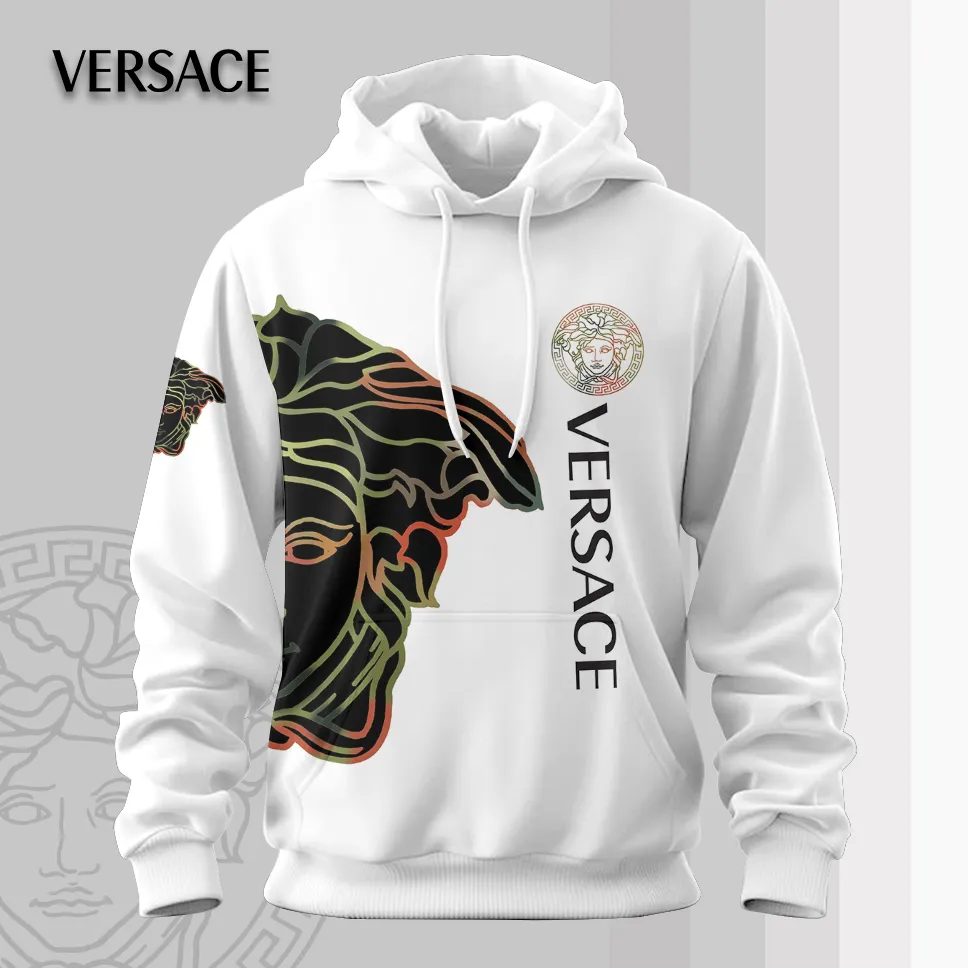 Versace Medusa White Luxury Brand Premium Unisex Hoodie Special Fashion Collection Style Outfit For Men Women