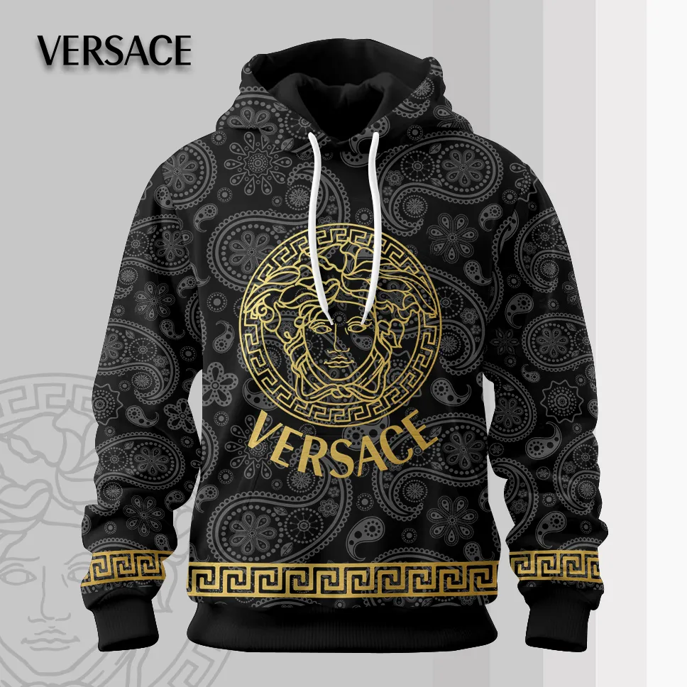Versace Medusa Black Luxury Brand Premium Unisex Hoodie Special Fashion Collection Style Outfit For Men Women