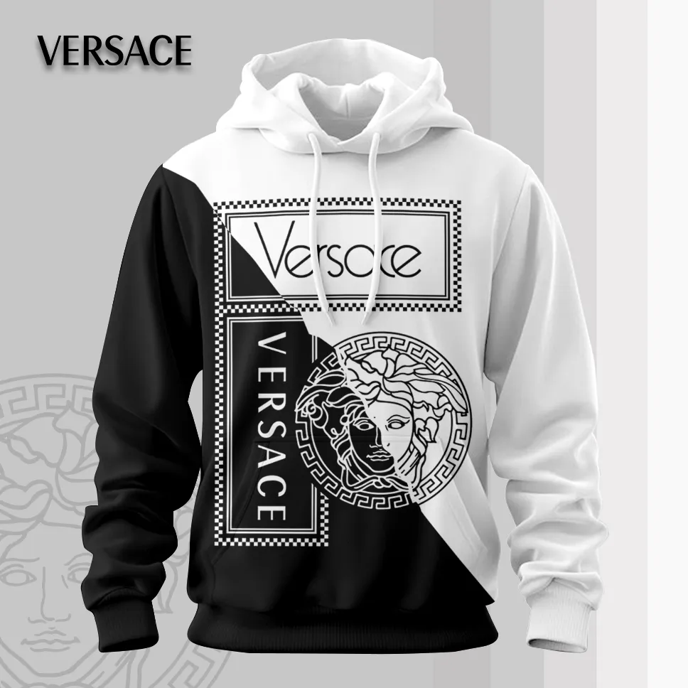 Versace Medusa Black White Luxury Brand Premium Unisex Hoodie Special Fashion Collection Style Outfit For Men Women