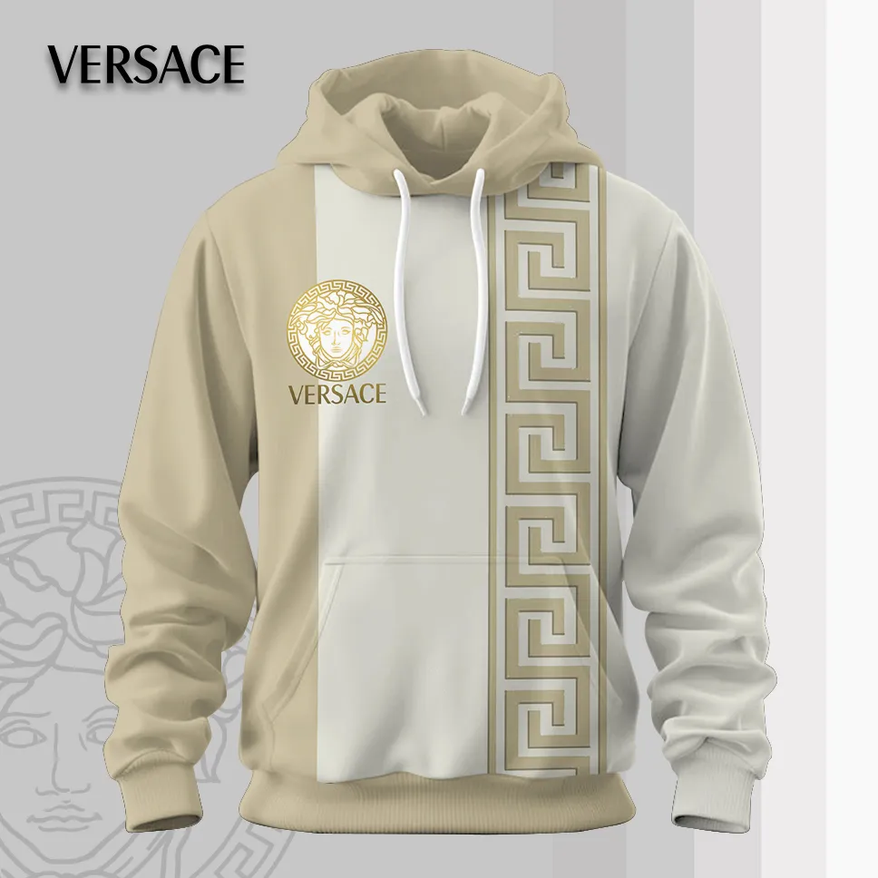 Versace Medusa Beige Luxury Brand Premium Unisex Hoodie Special Fashion Collection Style Outfit For Men Women