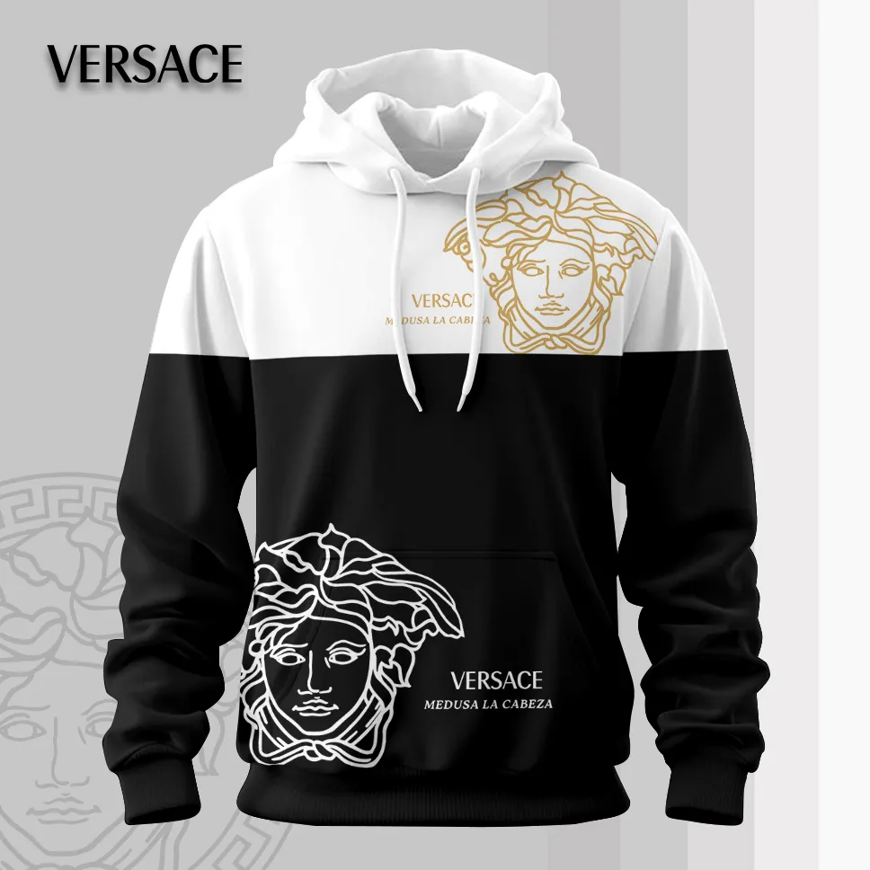 Versace Medusa Black White Luxury Brand Premium Unisex Hoodie Fashion Collection Style Outfit For Men Women