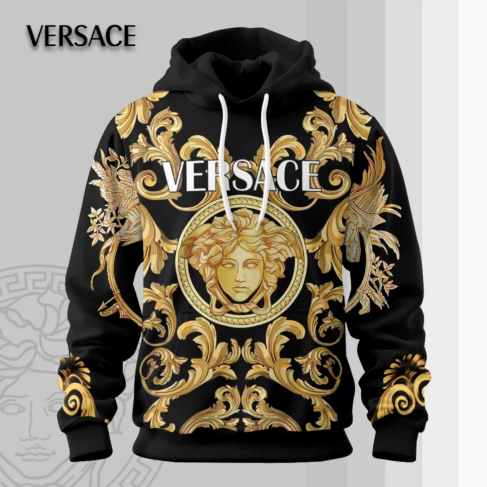 Versace Gold Medusa Black Luxury Brand Premium Unisex Hoodie Fashion Collection Style Outfit For Men Women