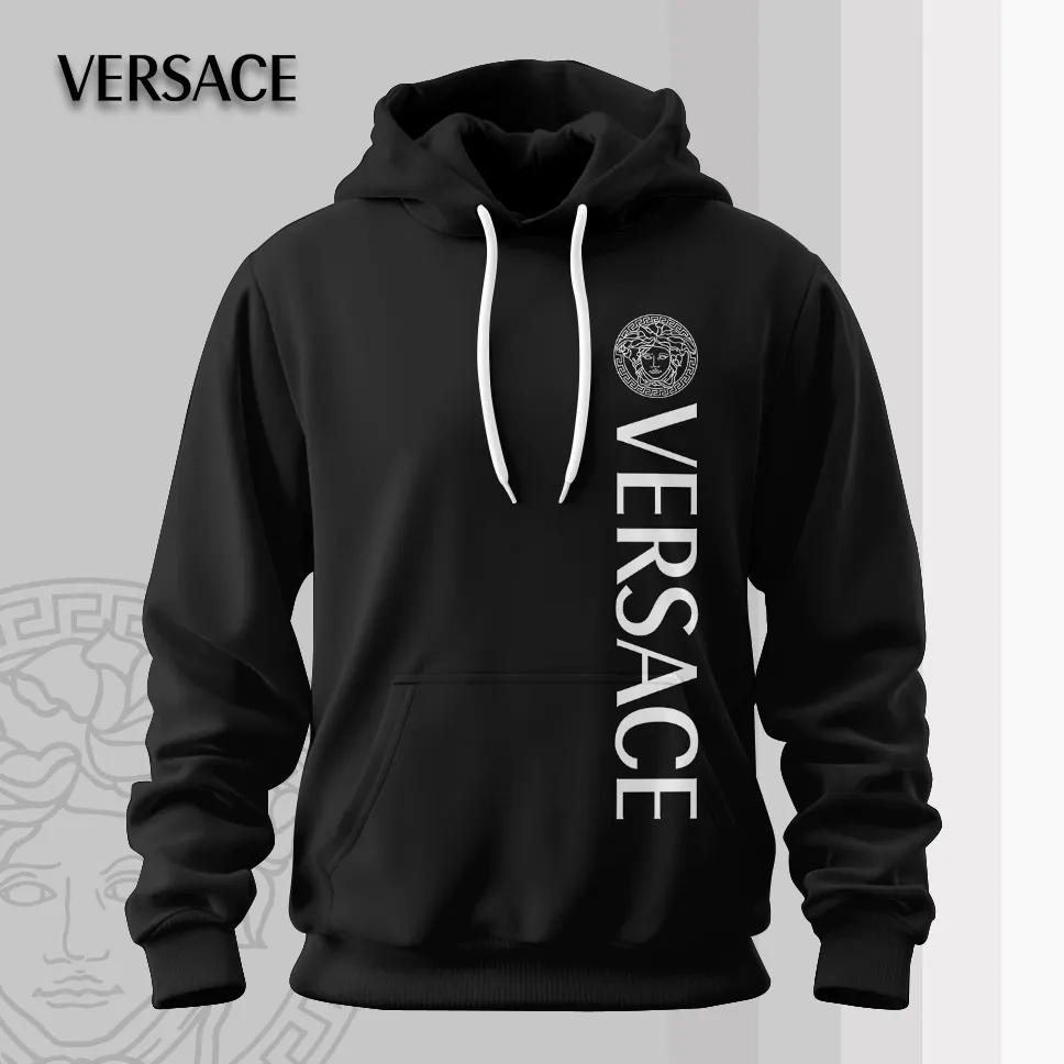 Versace Logo Medusa Black Luxury Brand Premium Unisex Hoodie Fashion Collection Style Outfit For Men Women