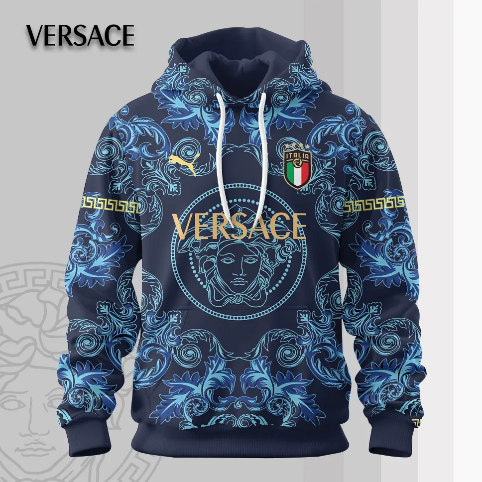 Versace Medusa Italia Blue Luxury Brand Premium Unisex Hoodie Special Collection Fashion Outfit For Men Women