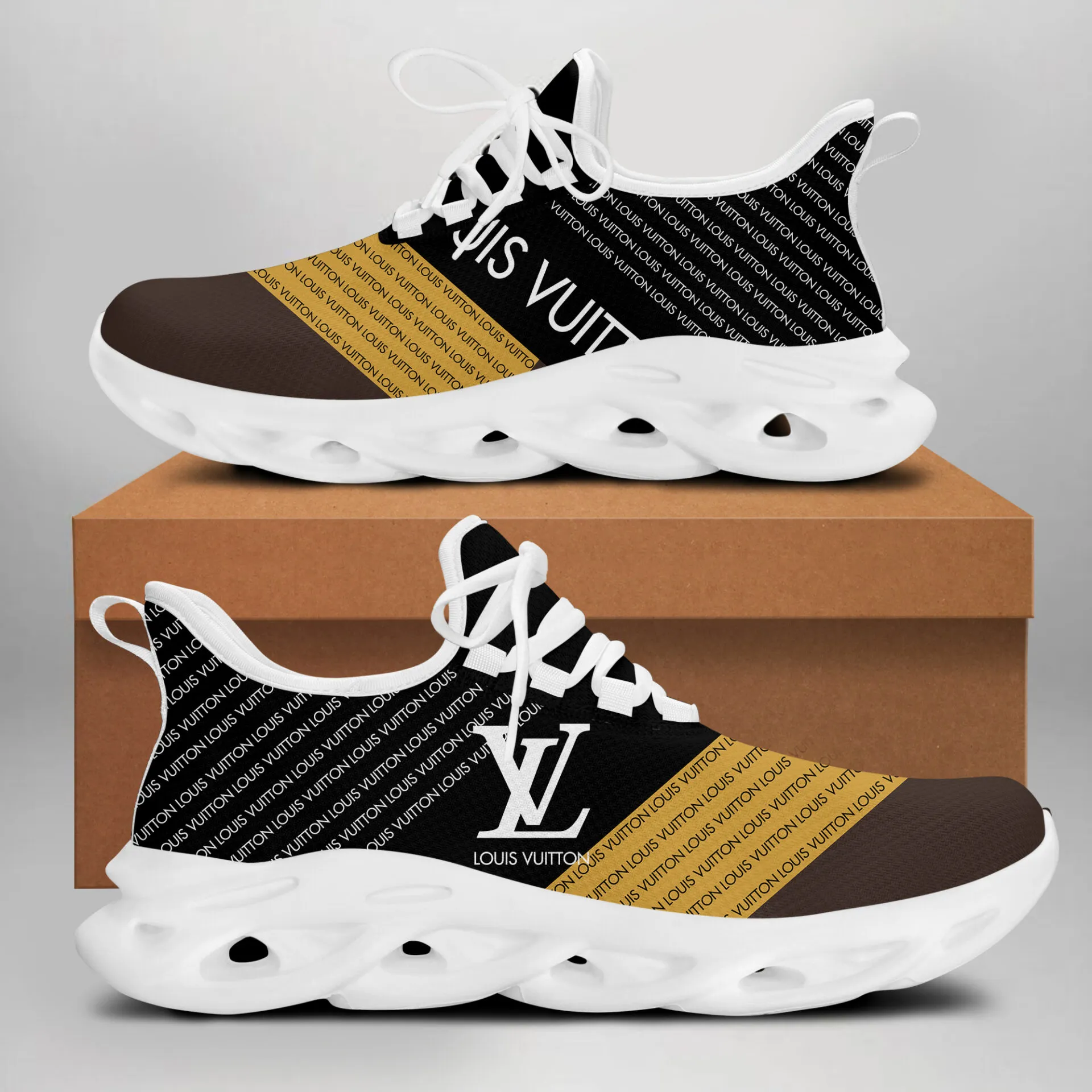 Louis Vuitton Black Brown Luxury Brand Premium Max Soul Shoes Fashion Style Limited Collection For Men Women