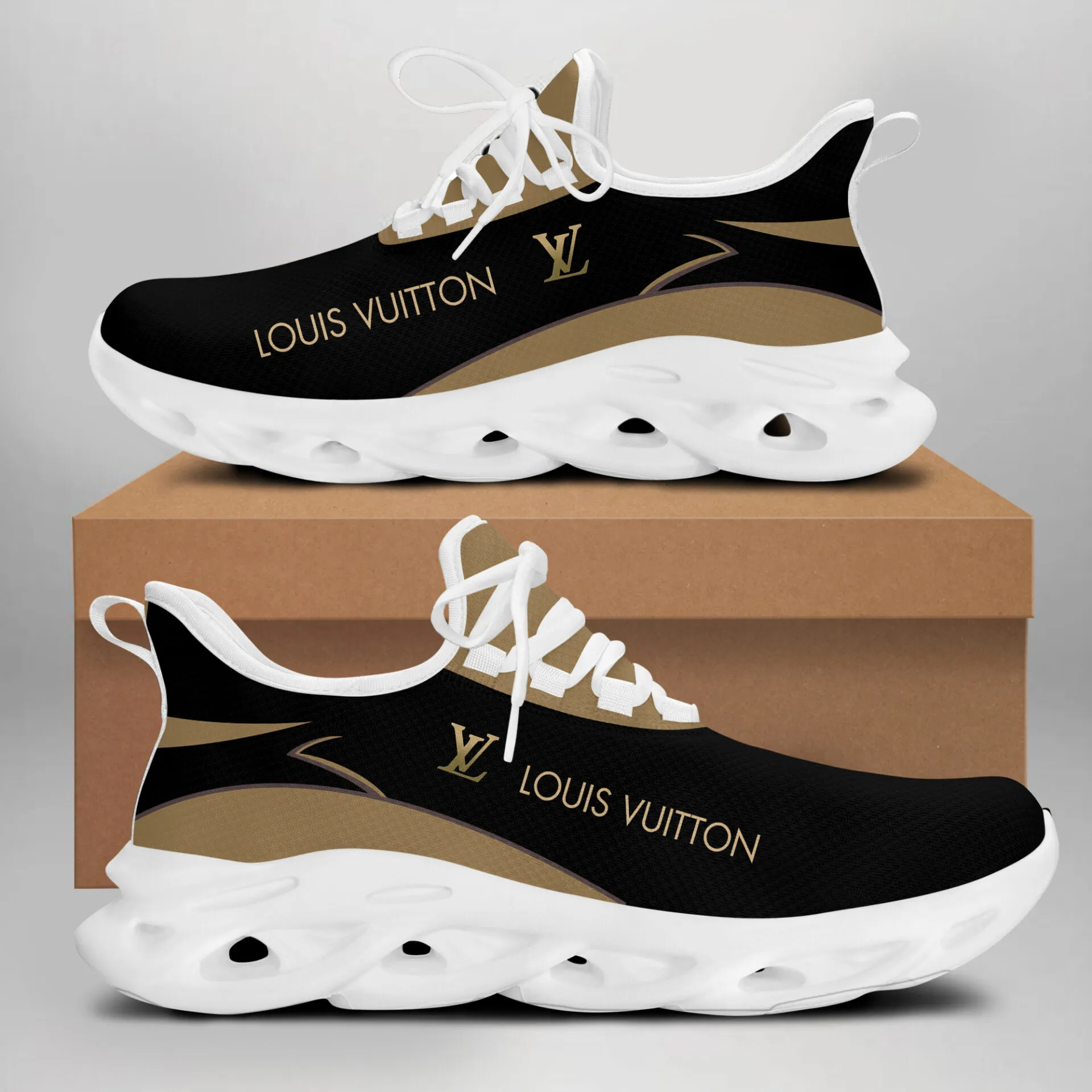 Louis Vuitton LV Black Brown Luxury Brand Premium Max Soul Shoes Fashion Style Limited Collection For Men Women