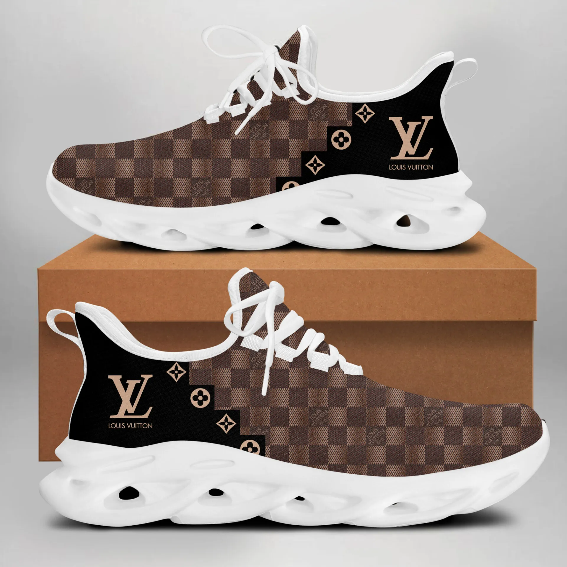 Louis Vuitton LV Black Brown Logo Luxury Brand Premium Max Soul Shoes Fashion Style Limited Collection For Men Women