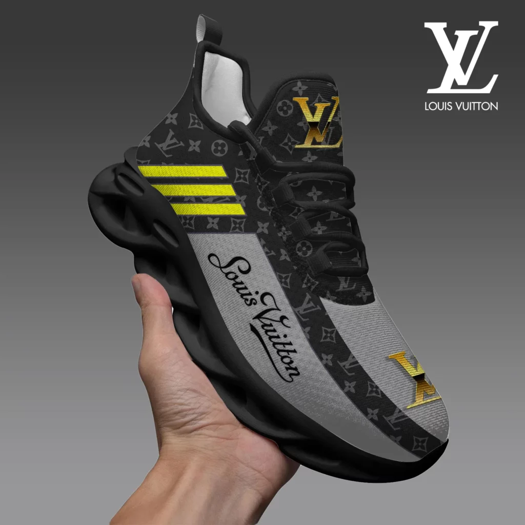 Louis Vuitton Yellow Logo Grey Pattern Luxury Brand Premium LV Max Soul Shoes Fashion Style Limited Collection For Men Women