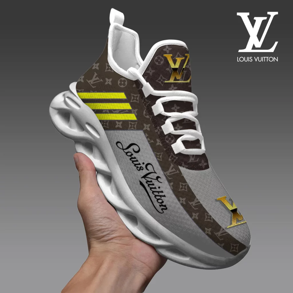Louis Vuitton Yellow Logo Grey Brown Pattern Luxury Brand Premium LV Max Soul Shoes Fashion Style Limited Collection For Men Women