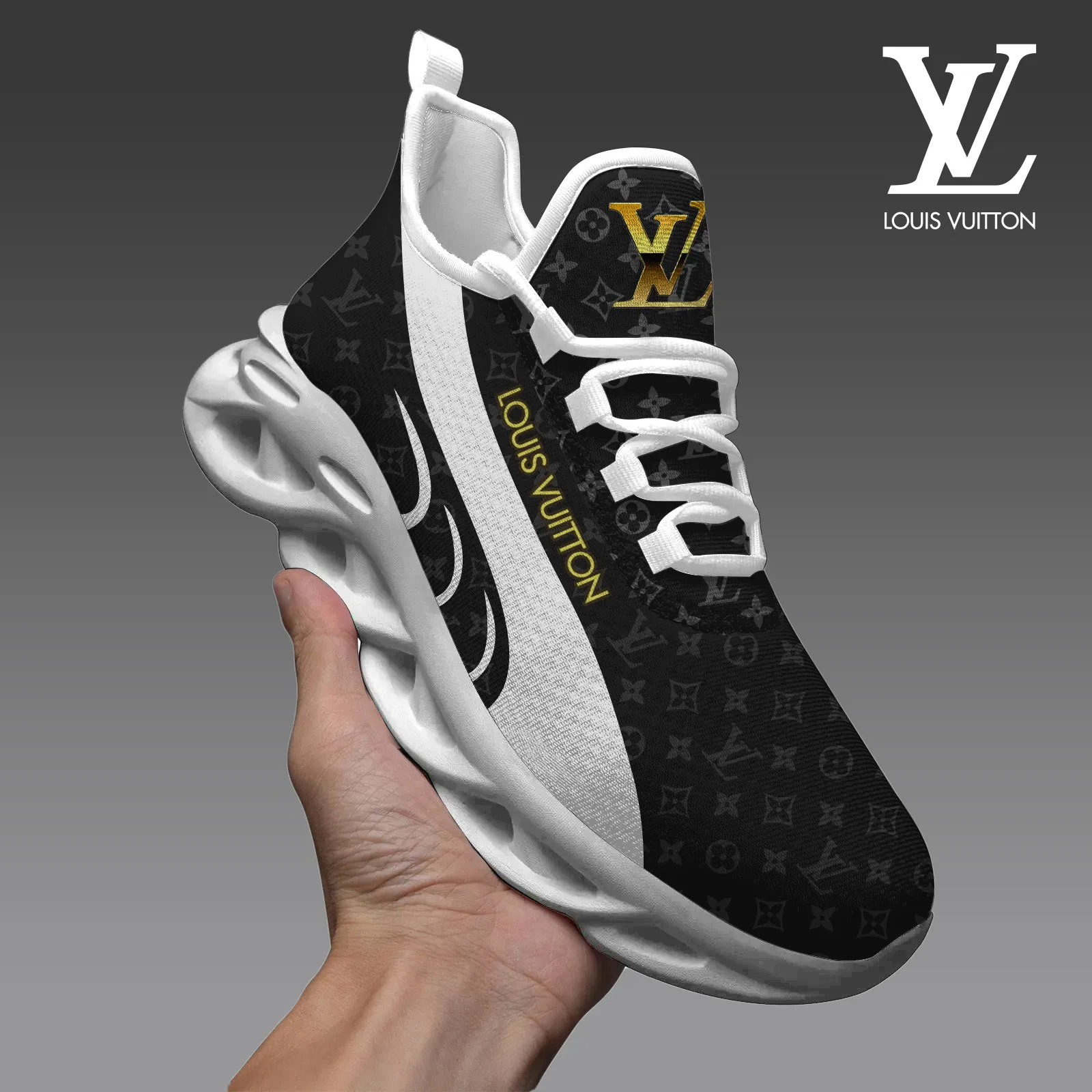 Louis Vuitton Yellow Logo Black White Pattern Luxury Brand Premium LV Max Soul Shoes Fashion Style Limited Collection For Men Women