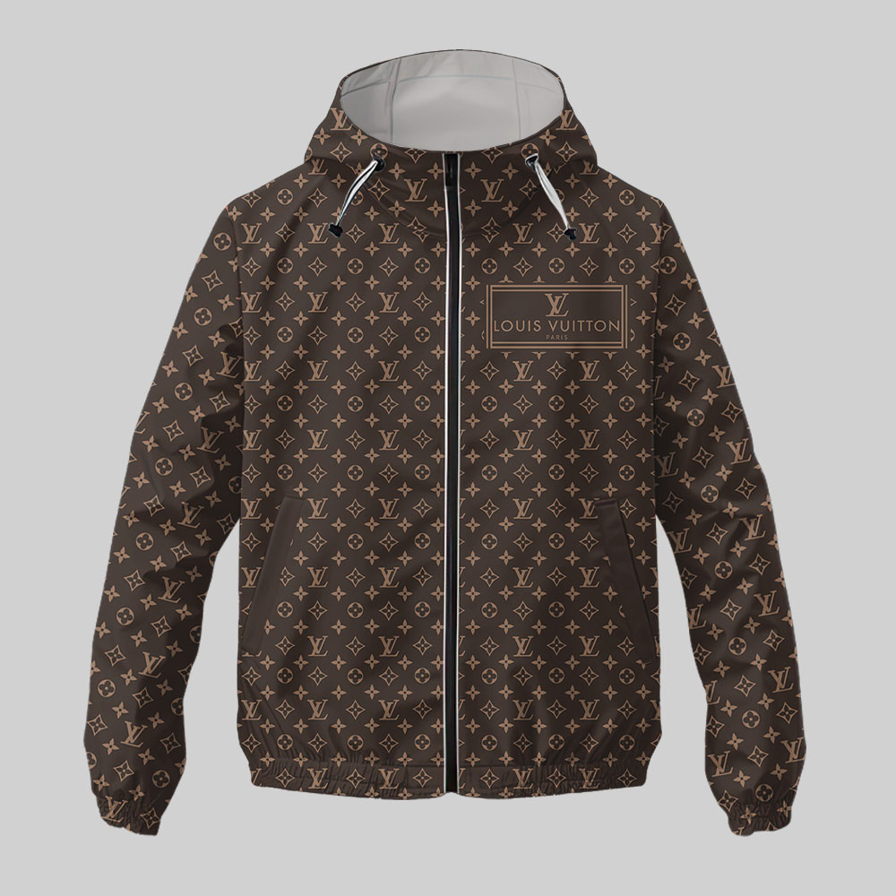 Louis Vuitton LV Paris Brown Luxury Brand Premium Windbreaker Jacket Fashion Style Special Collection Outfits For Men Women