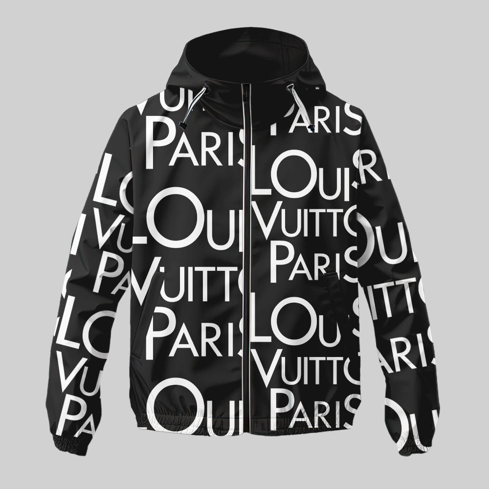 Louis Vuitton LV Paris Black Luxury Brand Premium Windbreaker Jacket Fashion Style Special Collection Outfits For Men Women