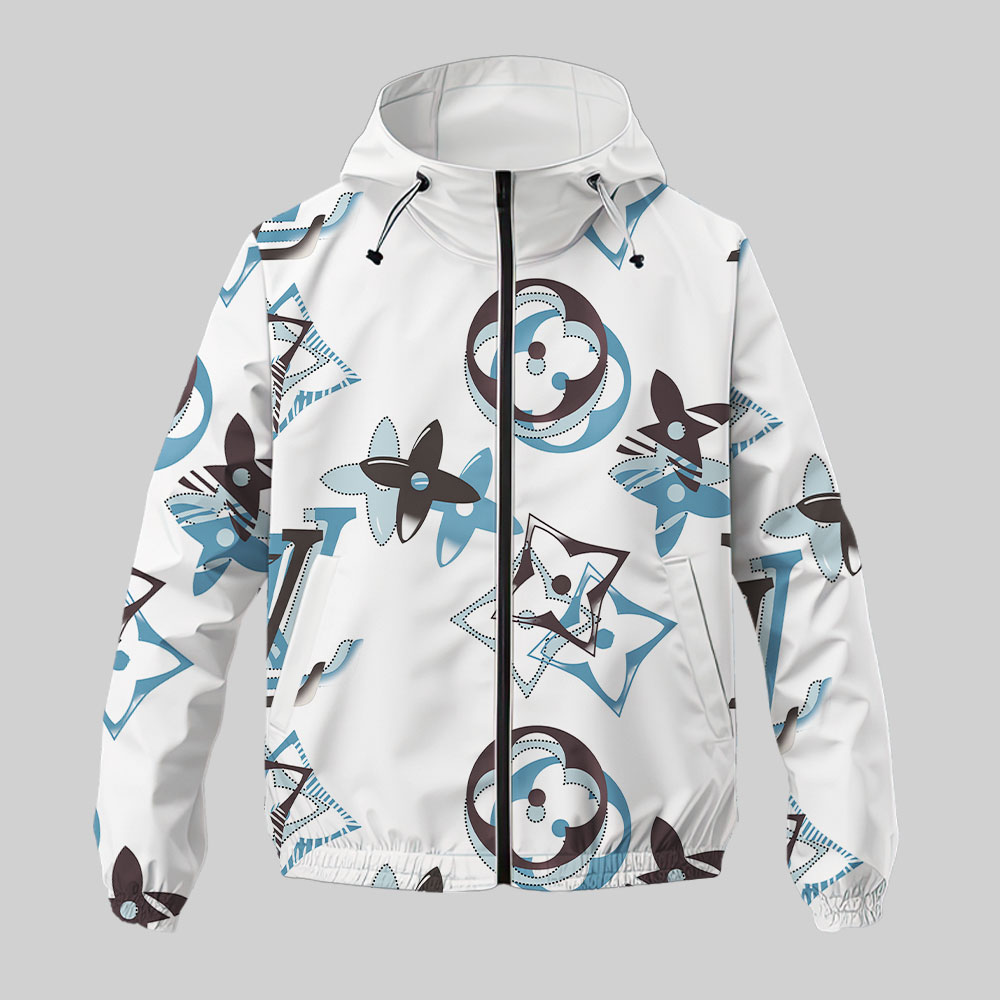 Louis Vuitton LV Pattern White Luxury Brand Premium Windbreaker Jacket Fashion Style Special Collection Outfits For Men Women