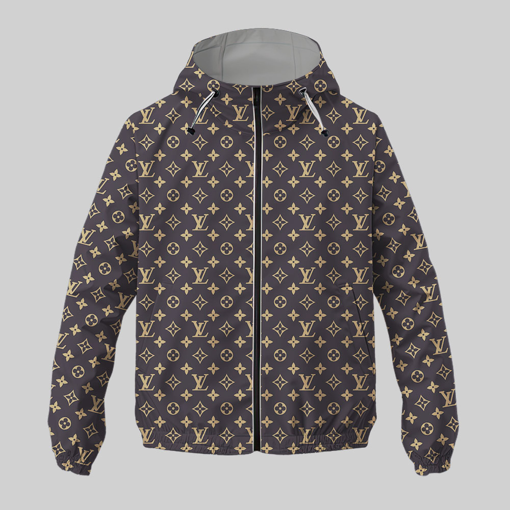 Louis Vuitton Brown Luxury Brand Premium Windbreaker Jacket Fashion Style Special Collection Outfits For Men Women