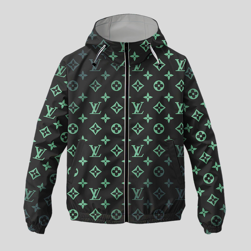 Louis Vuitton Logo Luxury Brand Premium Windbreaker Jacket Fashion Style Special Collection Outfits For Men Women