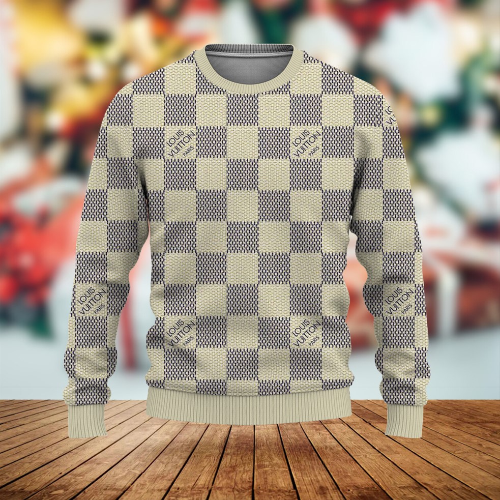 Louis Vuitton LV Paris Beige Luxury Brand Premium Sweatshirt Sweater Fashion Style Special Outfit For Men Women