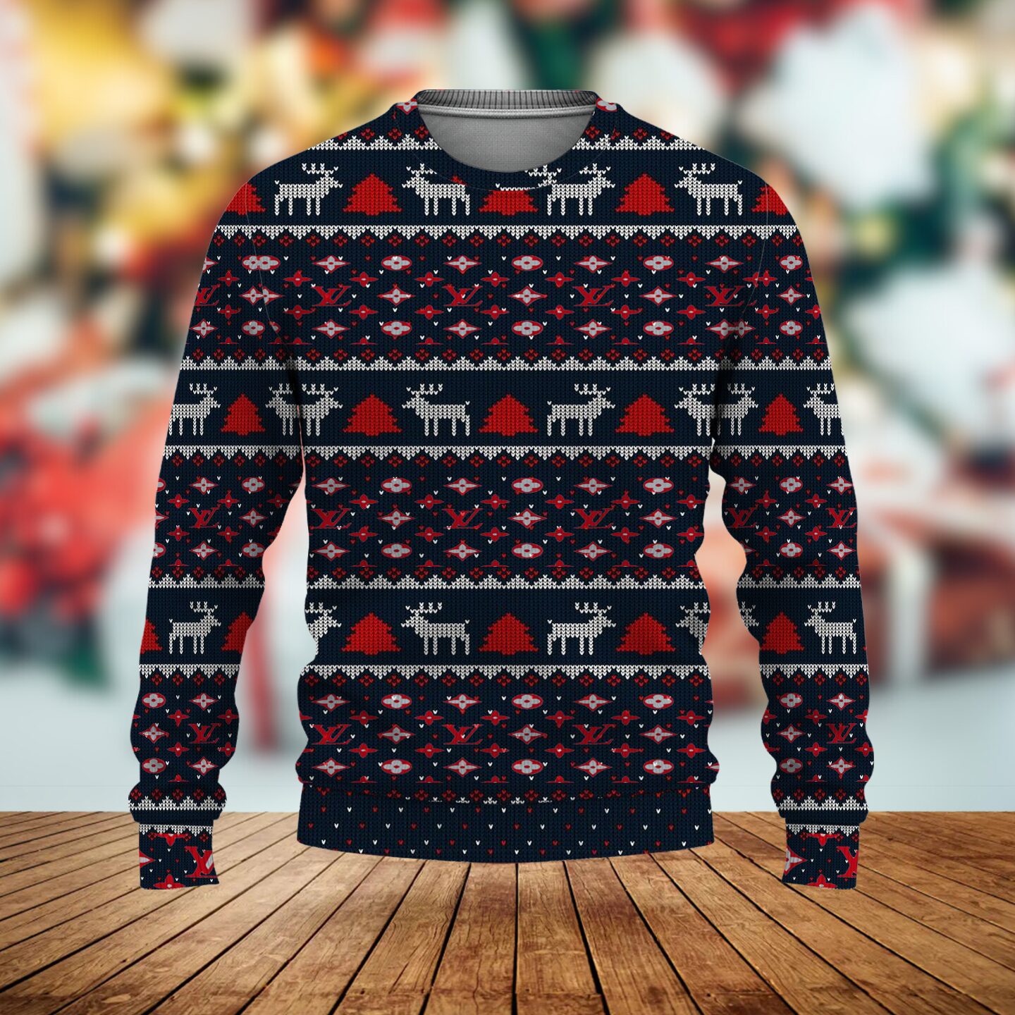 Louis Vuitton LV Xmas Pattern Luxury Brand Premium Sweatshirt Sweater Fashion Style Special Outfit For Men Women
