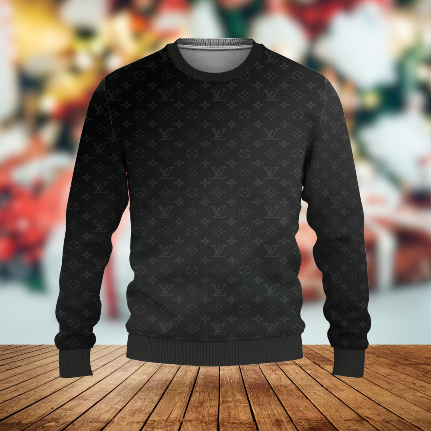 Louis Vuitton Black Pattern Luxury Brand Premium Sweatshirt Sweater Fashion Style Special Outfit For Men Women