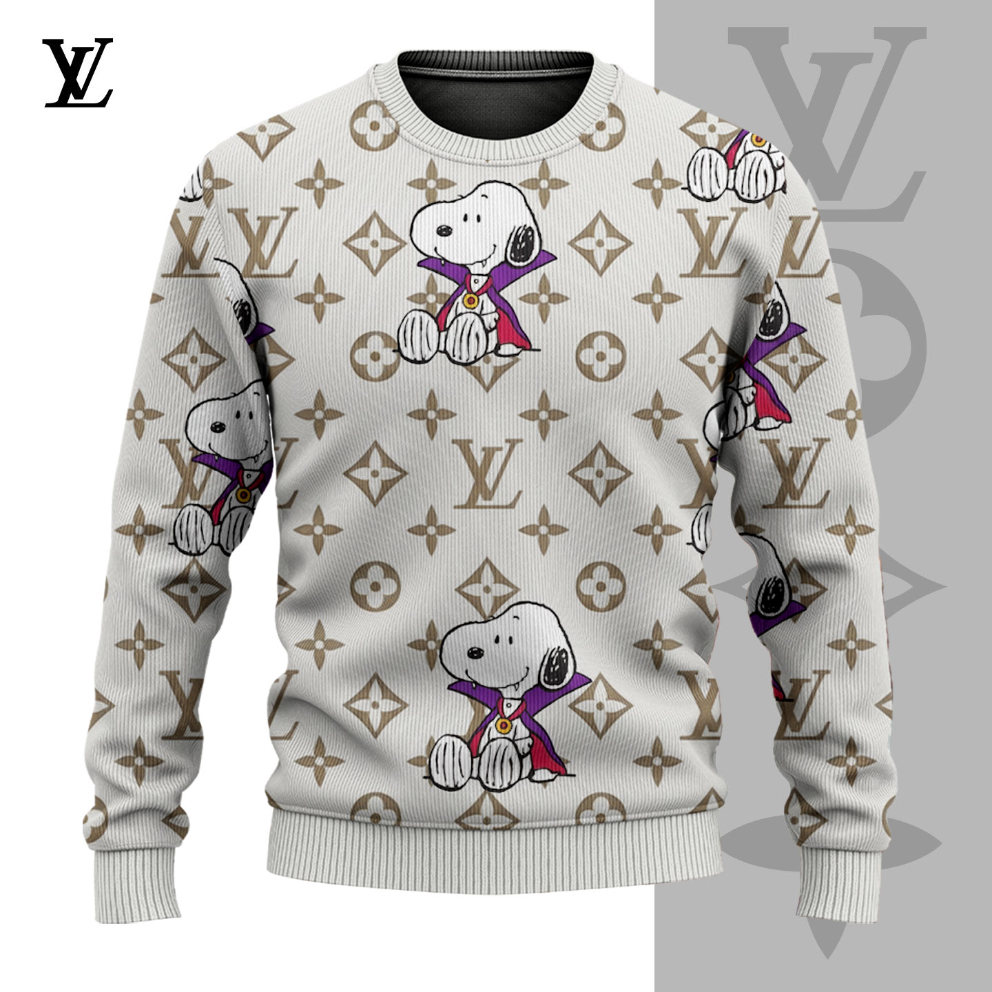 Louis Vuitton Snoopy Grey Luxury Brand Premium Sweatshirt Sweater Fashion Style Special Outfit For Men Women