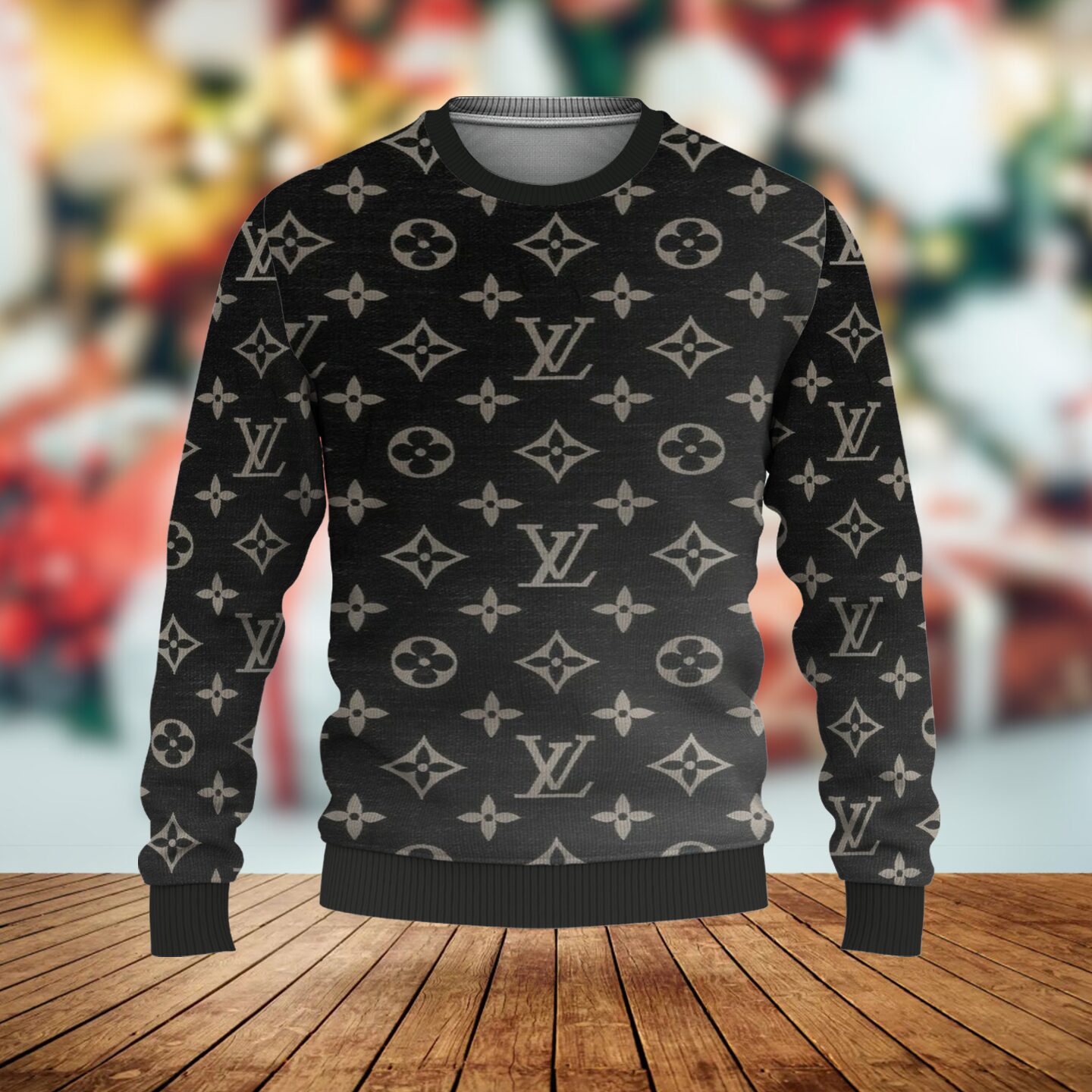 Louis Vuitton Grey Logo Black Luxury Brand Premium Sweatshirt Sweater Fashion Style Special Outfit For Men Women