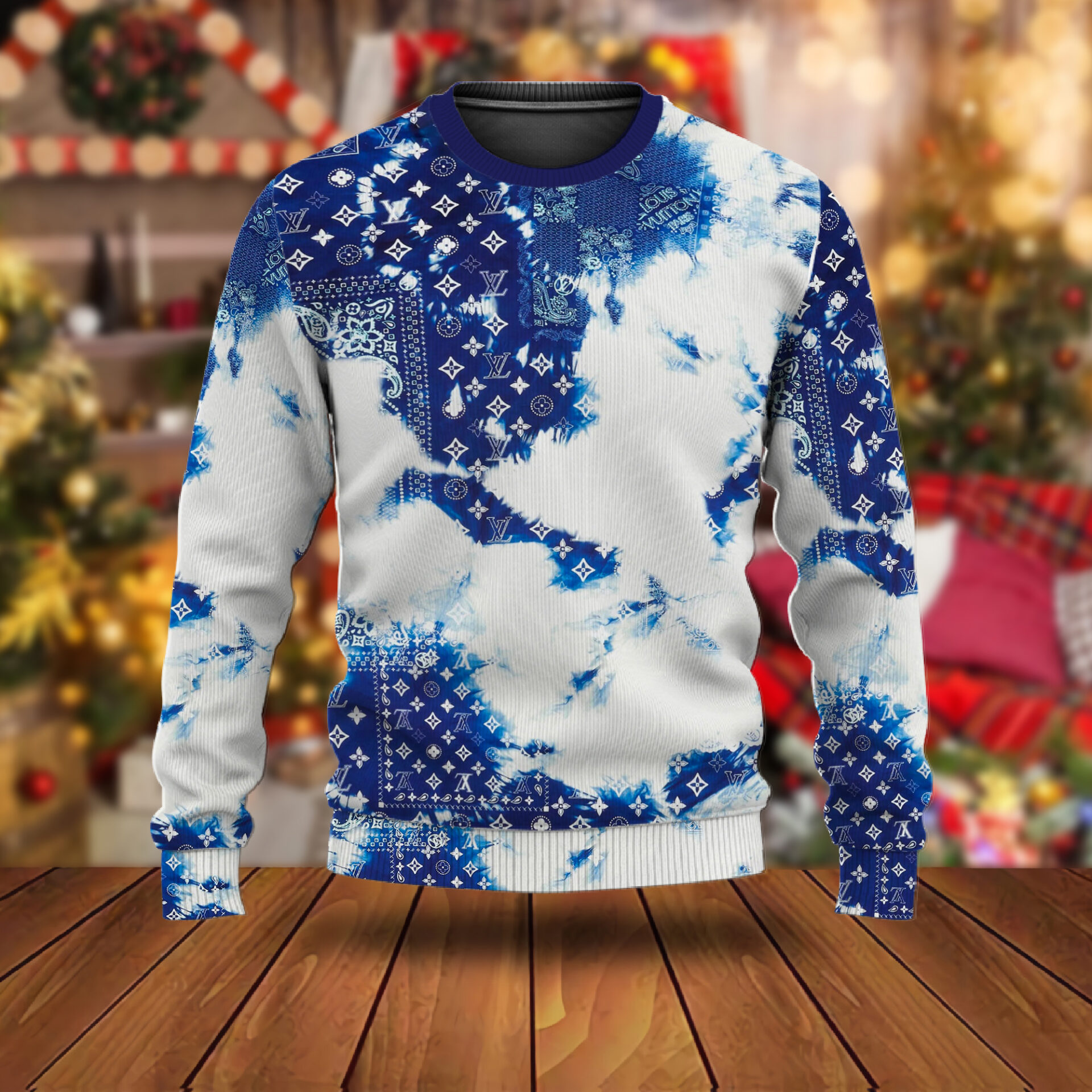 Louis Vuitton Blue White Luxury Brand Premium Sweatshirt Sweater Fashion Style Special Outfit For Men Women
