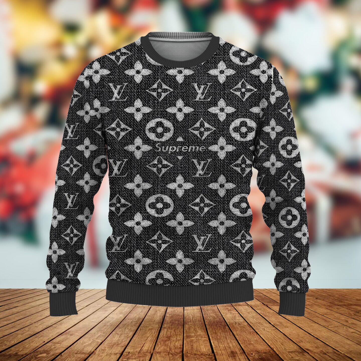 Louis Vuitton Supreme Grey Luxury Brand Premium Sweatshirt Sweater Fashion Style Special Outfit For Men Women
