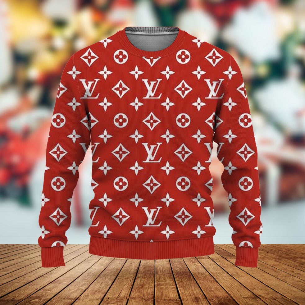 Louis Vuitton LV Red Luxury Brand Premium Sweatshirt Sweater Fashion Style Special Outfit For Men Women