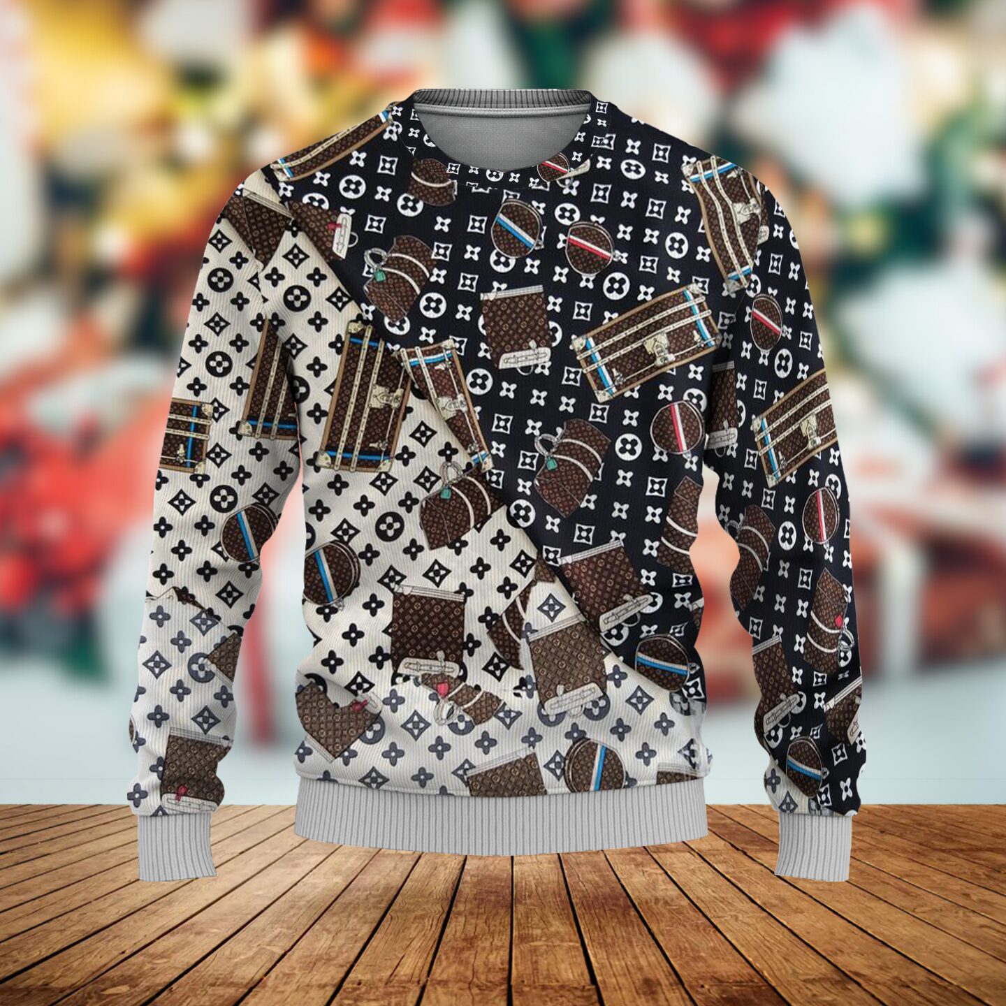 Louis Vuitton LV Logo Pattern Brown Luxury Brand Premium Sweatshirt Sweater Fashion Style Special Outfit For Men Women