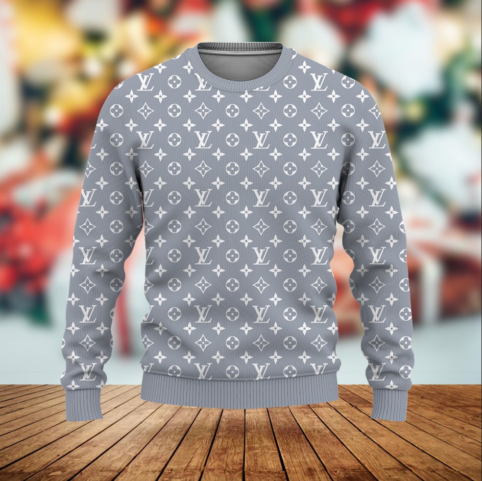 Louis Vuitton LV Grey Luxury Brand Premium Sweatshirt Sweater Fashion Style Special Collection Outfit For Men Women