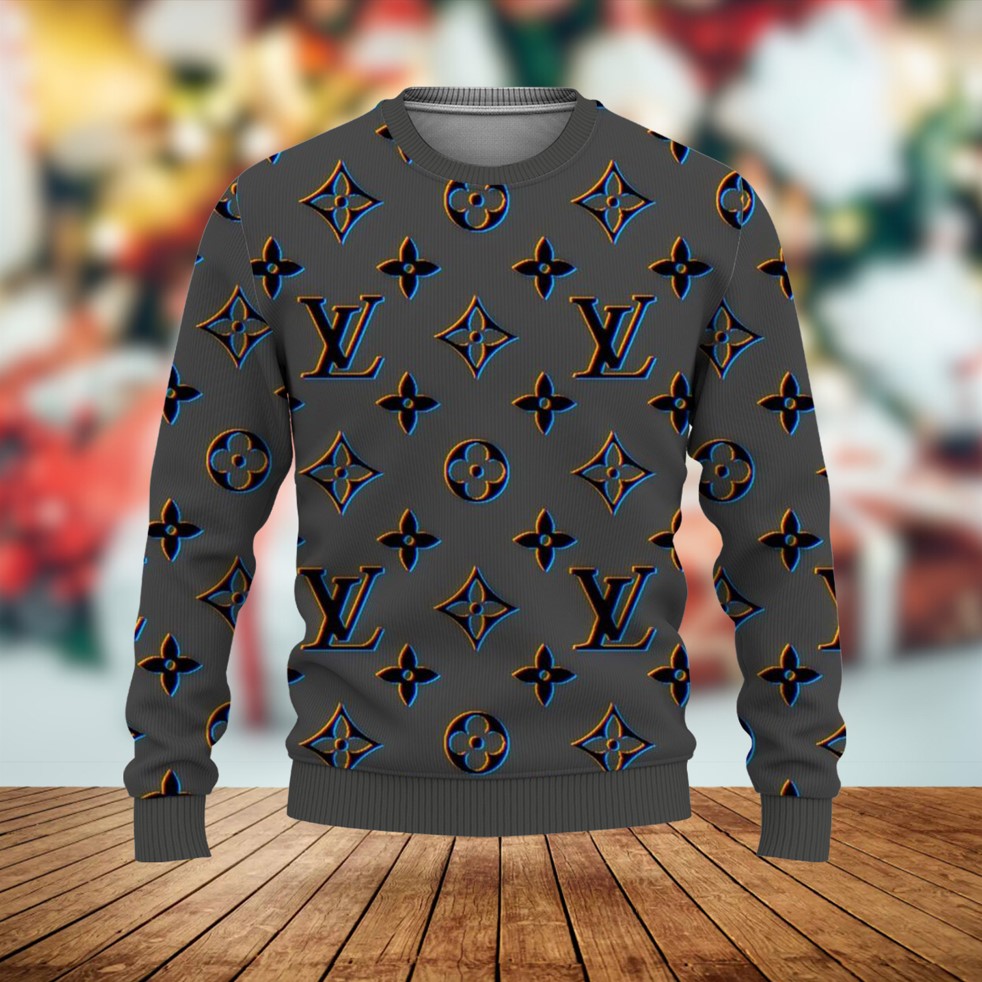 Louis Vuitton LV Black Logo Grey Luxury Brand Premium Sweatshirt Sweater Fashion Style Special Collection Outfit For Men Women