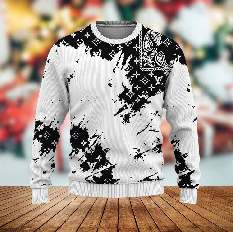 Louis Vuitton LV Black White Luxury Brand Premium Sweatshirt Sweater Fashion Style Special Collection Outfit For Men Women