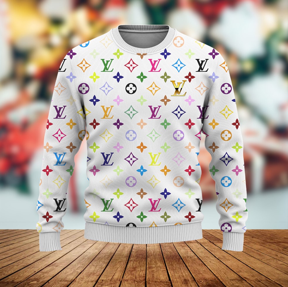 Louis Vuitton LV Paris Colorful Logo White Luxury Brand Premium Sweatshirt Sweater Fashion Style Special Collection Outfit For Men Women