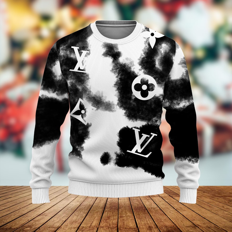Louis Vuitton LV Paris Black White Luxury Brand Premium Sweatshirt Sweater Fashion Style Special Collection Outfit For Men Women