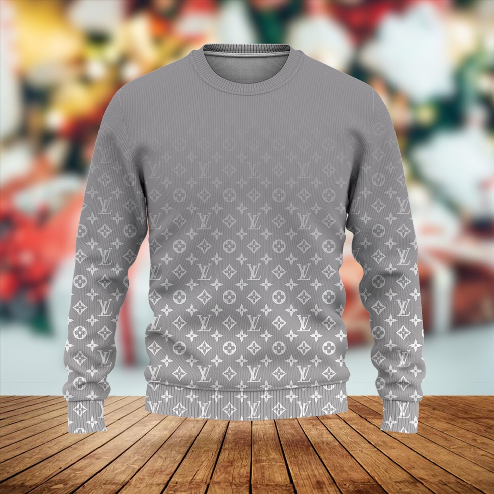 Louis Vuitton LV Paris Light Grey Luxury Brand Premium Sweatshirt Sweater Fashion Style Special Collection Outfit For Men Women