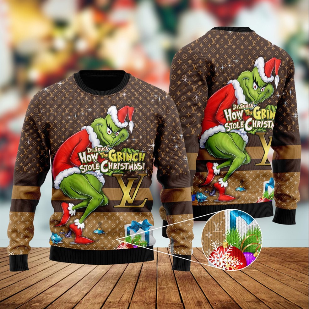 Louis Vuitton LV The Grinch Brown Luxury Brand Premium Sweatshirt Sweater Fashion Style Special Collection Outfits For Men Women