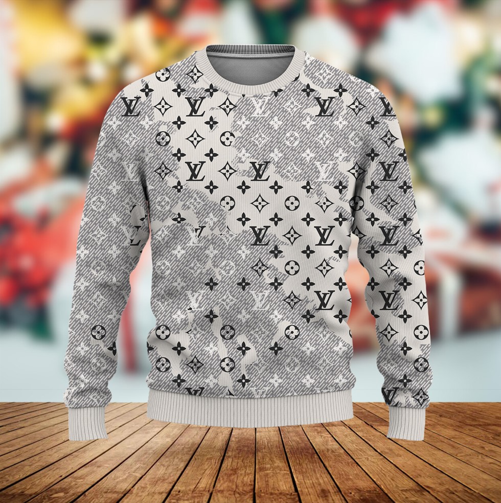 Louis Vuitton LV Grey Luxury Brand Premium Sweatshirt Sweater Fashion Style Special Collection Outfits For Men Women
