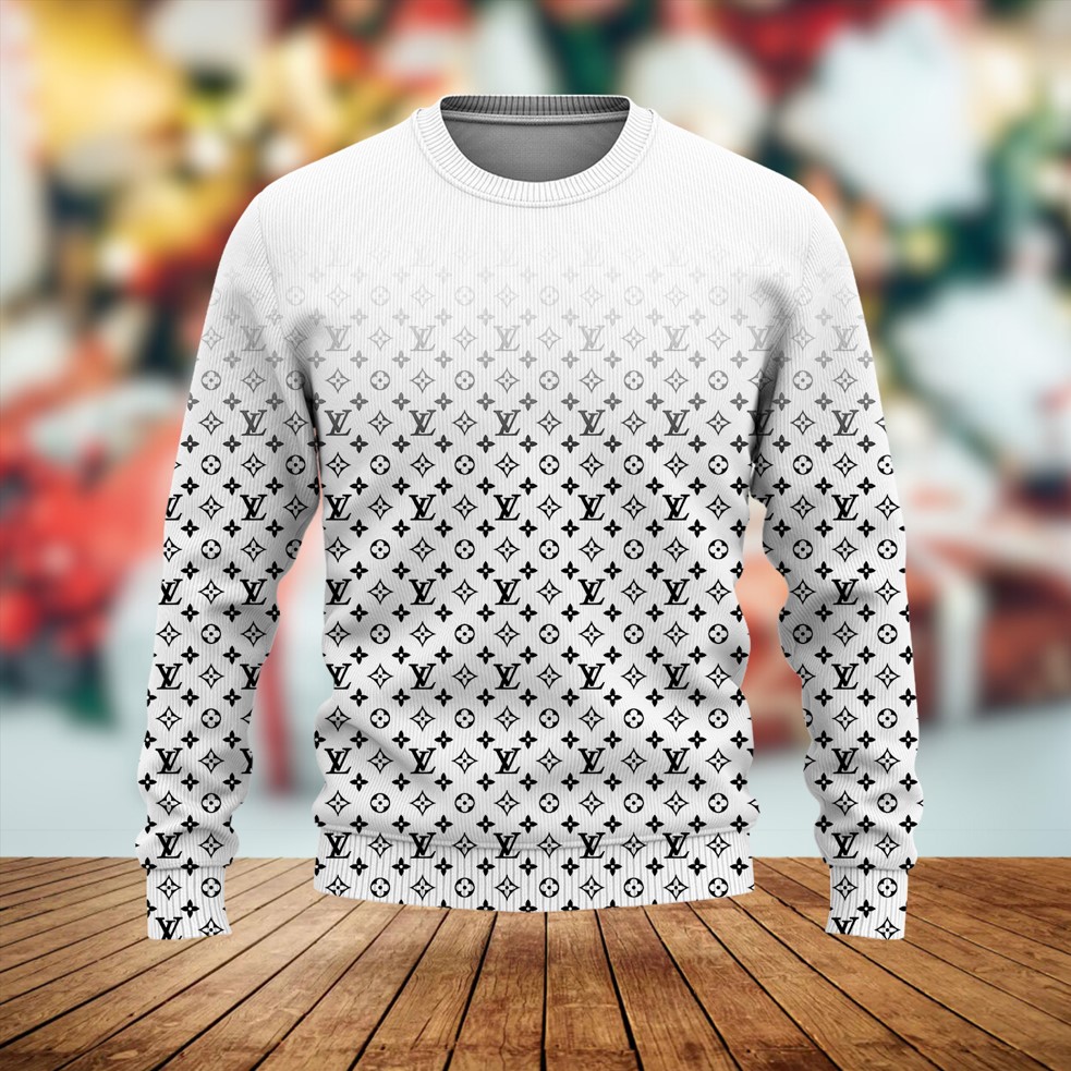 Louis Vuitton Black Pattern White Luxury Brand Premium Sweatshirt Sweater Fashion Style Special Collection Outfits For Men Women