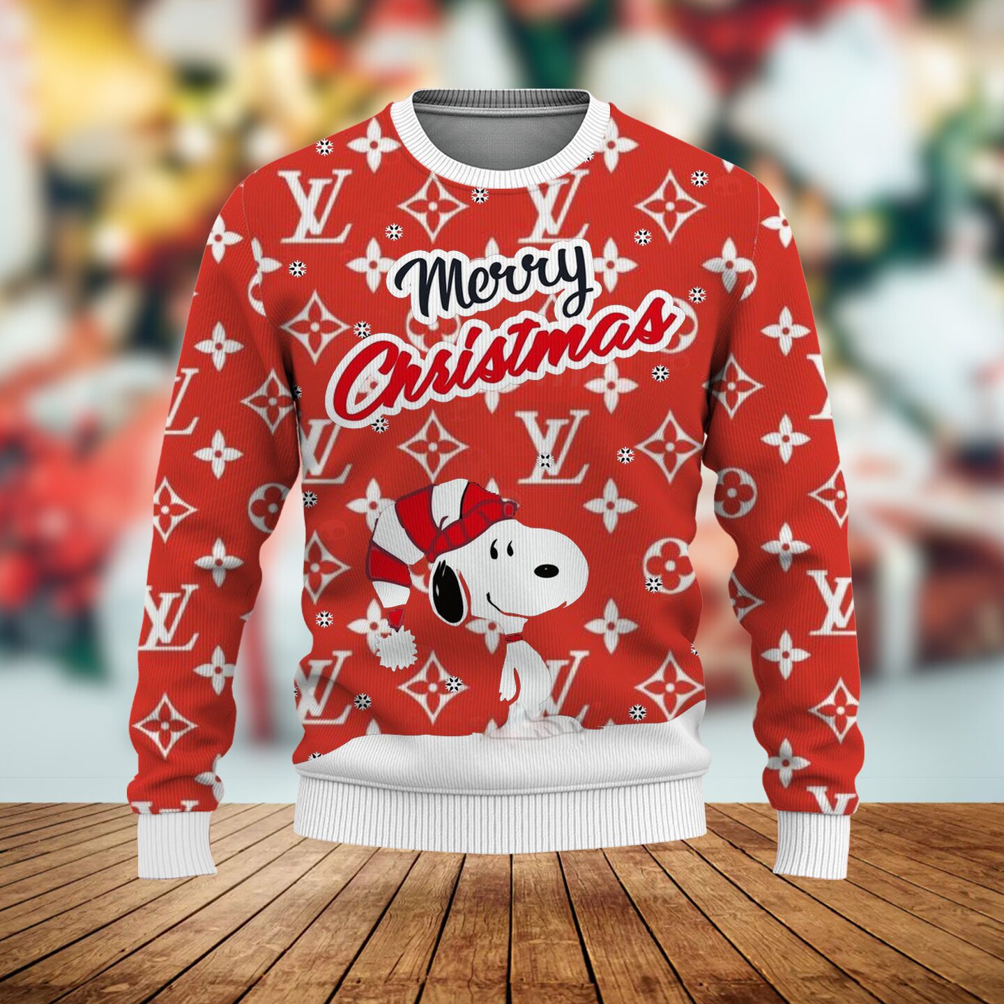 Louis Vuitton Snoopy Merry Christmas Red Luxury Brand Premium Sweatshirt Sweater Fashion Style Special Collection Outfits For Men Women