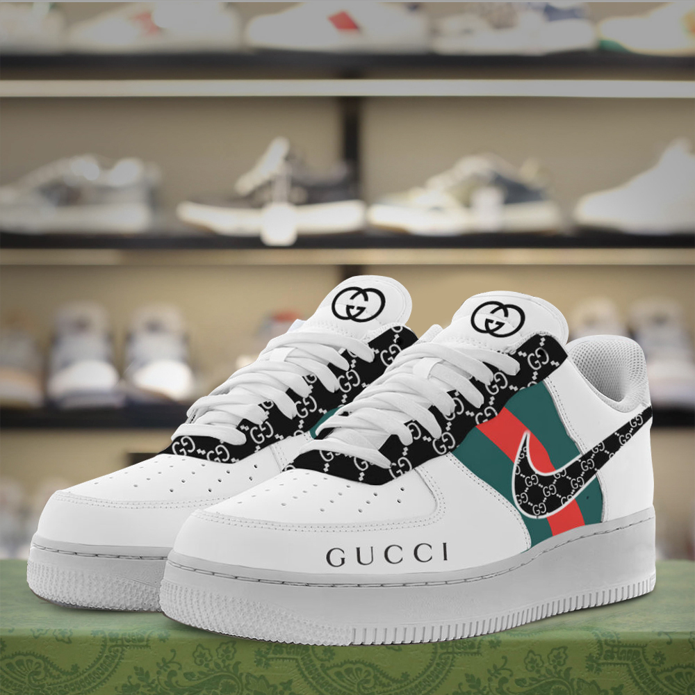 Gucci GC Nike Logo Black White Luxury Brand Air Force 1 Sneakers Premium Style Shoes Limited Fashion Collection For Men Women