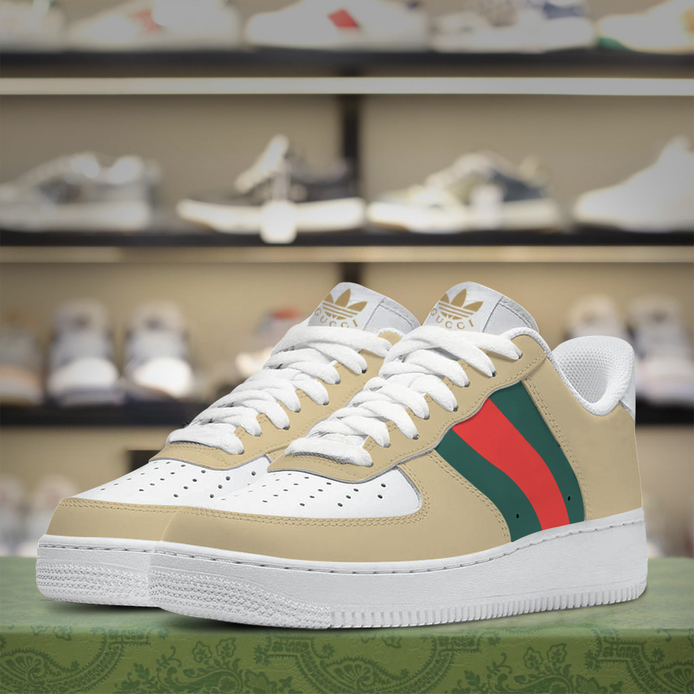 Gucci Nike Adidas Beige Luxury Brand Premium Air Force 1 Sneakers Fashion Style Shoes Limited Collection For Men Women