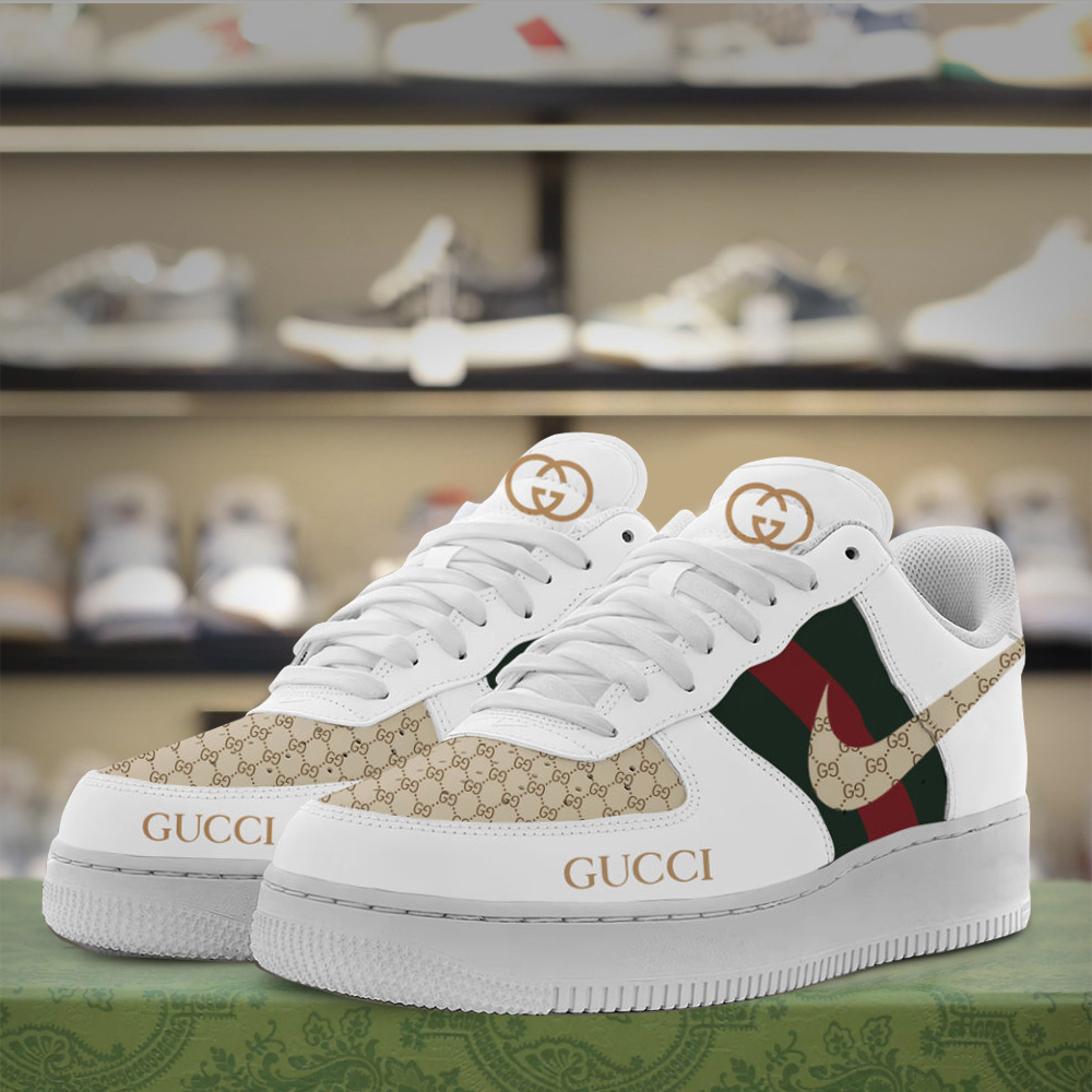 Gucci Nike Stripe Luxury Brand Premium Air Force 1 Sneakers Fashion Style Shoes Limited Collection For Men Women