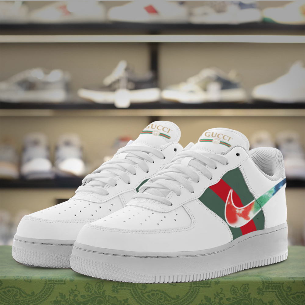 Gucci Nike White Luxury Brand Premium Air Force 1 Sneakers Fashion Style Shoes Collection For Men Women