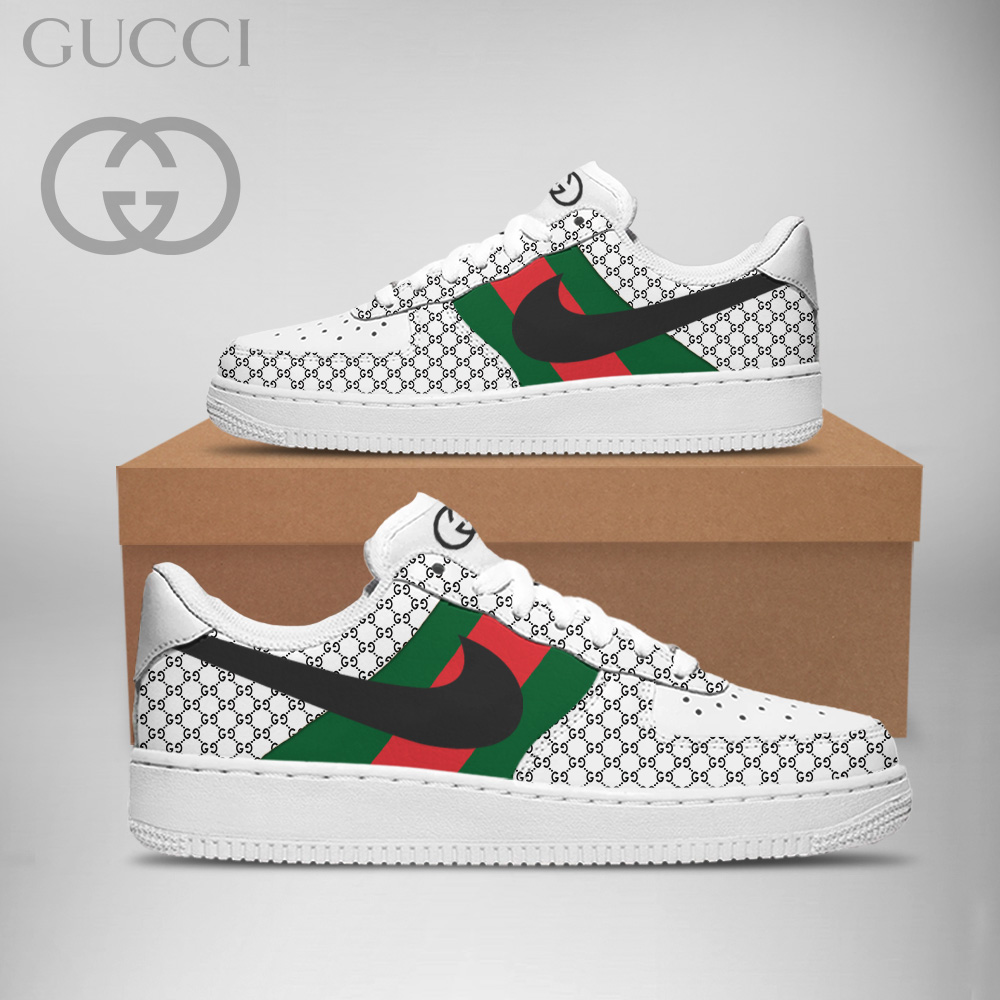 Gucci Nike Red Green Luxury Brand Premium Air Force 1 Sneakers Fashion Style Shoes Collection For Men Women