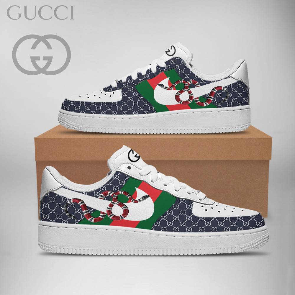 Gucci GC Nike Snake Blue Luxury Brand Premium Air Force 1 Sneakers Fashion Shoes Collection For Men Women