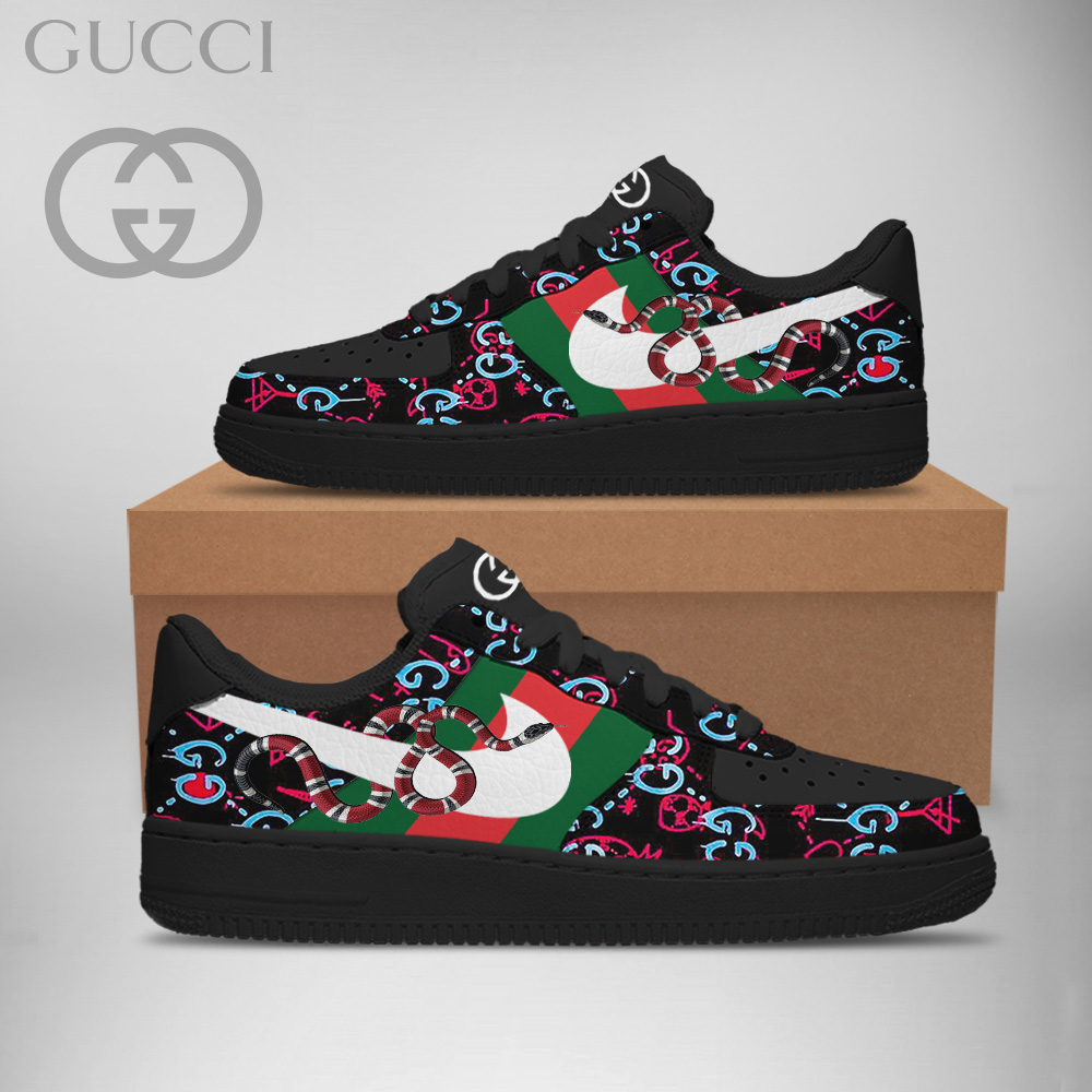 Gucci GC Nike Snake Colorful Black Luxury Brand Premium Air Force 1 Sneakers Fashion Shoes Collection For Men Women